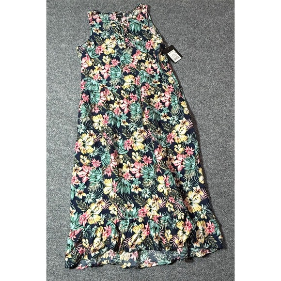 Art Class Girls XL Maxi Dress Tropical Floral Print Sleeveless Blue - Picture 1 of 5